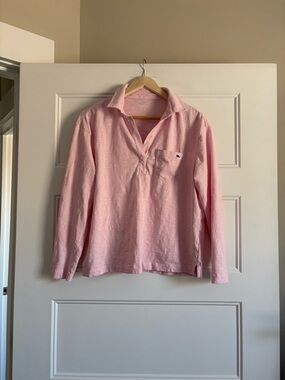 Vineyard Vines Pink Long-Sleeve Polo Pullover